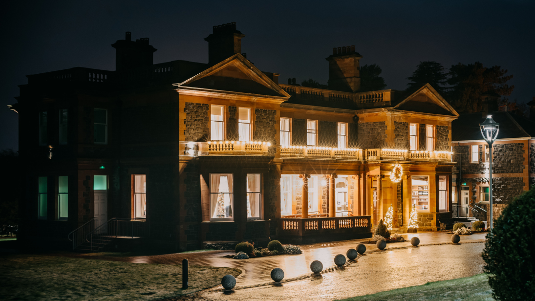 Cultra Manor lit up at Christmas time