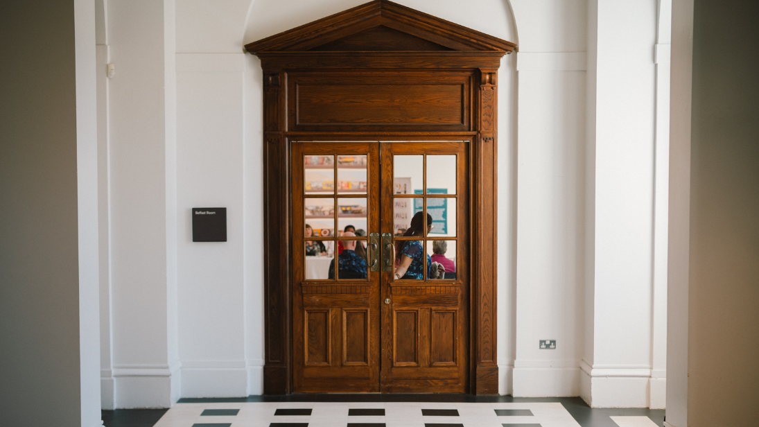 An image of the Belfast Room doors