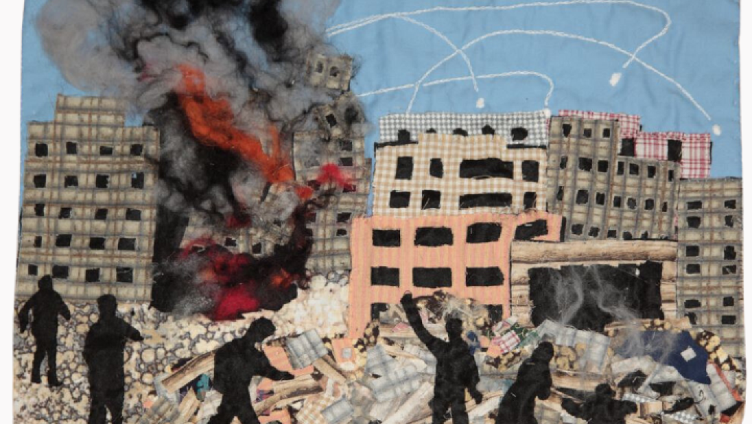 ‘Gaza 2021’ arpillera by Linda Adams, England