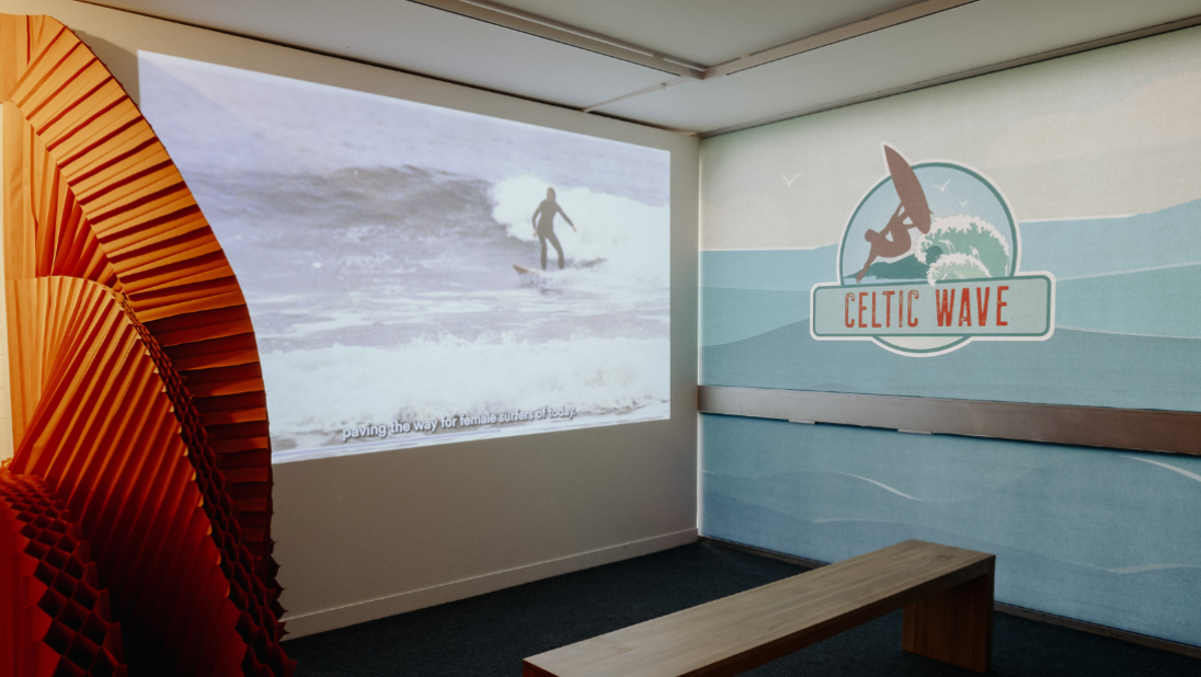 Celtic Wave exhibition, video viewing area at Ulster Transport Museum