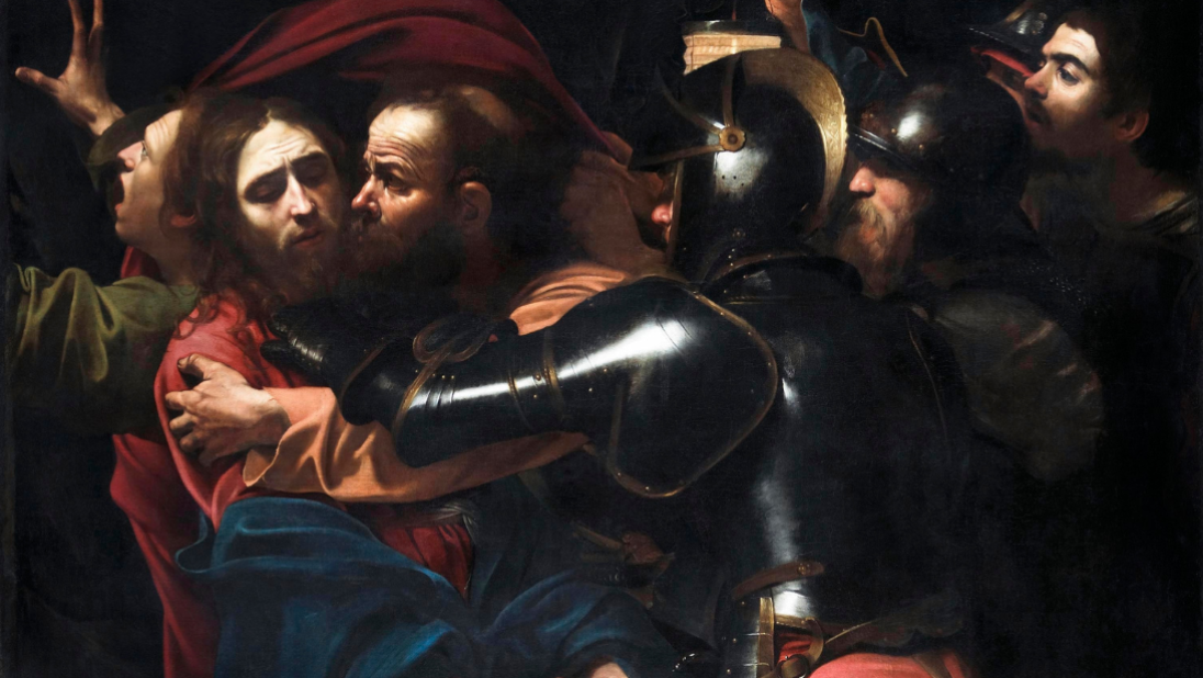 •	Caravaggio (Michelangelo Merisi da) (1571–1610), The Taking of Christ, 1602.  On indefinite loan to the National Gallery of Ireland from the Jesuit Community, Leeson St, Dublin, who acknowledge the kind generosity of the late Dr Marie Lea-Wilson, 1992. Image, National Gallery of Ireland.