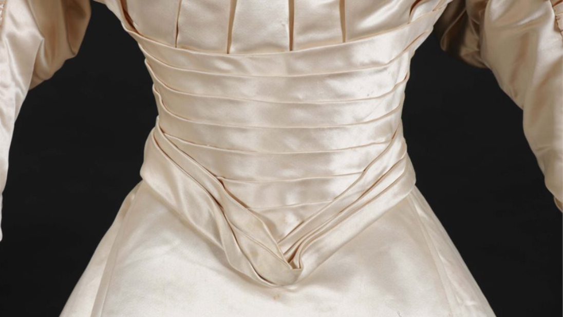 Detail of bodice of Elizabeth Balfour Clark’s wedding dress