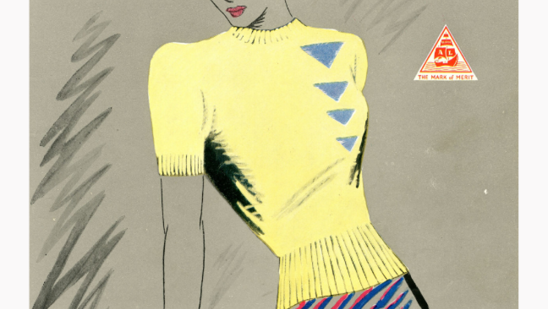 A fashion illustration of a woman in a yellow jumper.