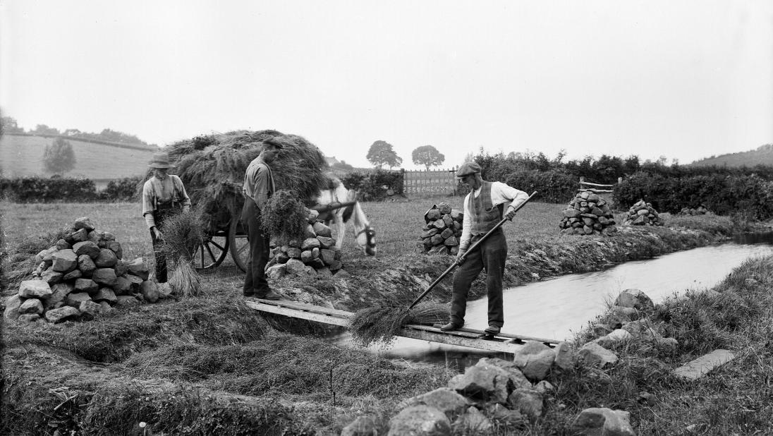 steeping the flax in a river