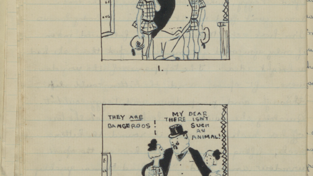 A comic strip in which a young girl claims an animal is 'dangeroos', to which a man replies 'there is no such animal'.