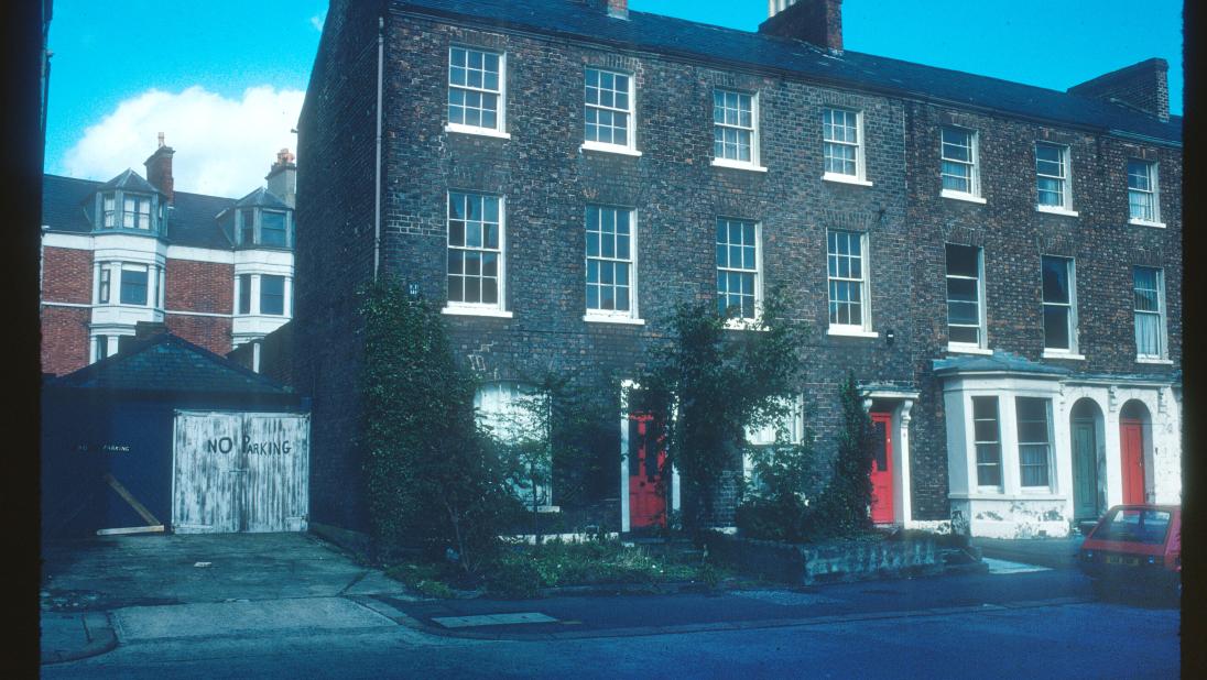 A colour image of a row of buildings in south Belfast.