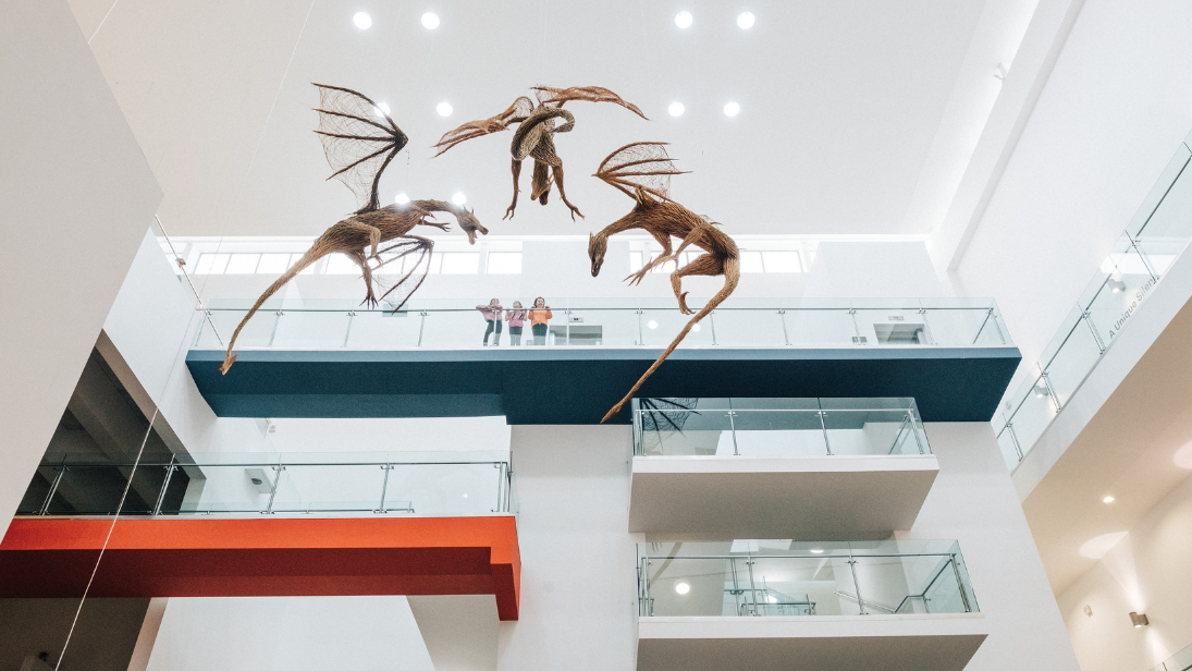 View upwards from the atrium pit at the Ulster Museum.