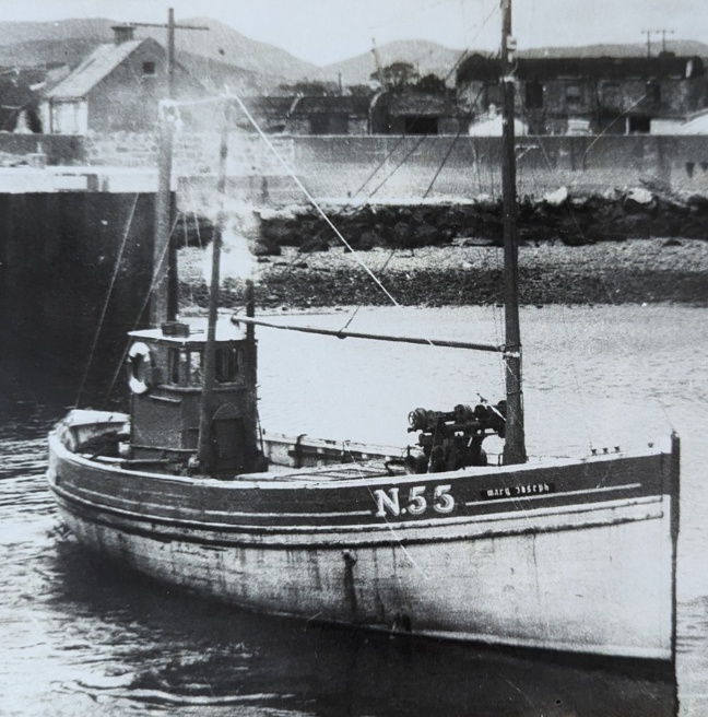 Black and white photograph ot the Mary Joseph boat