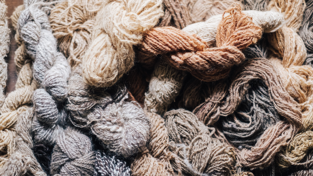 Close up of yarn in natural colours