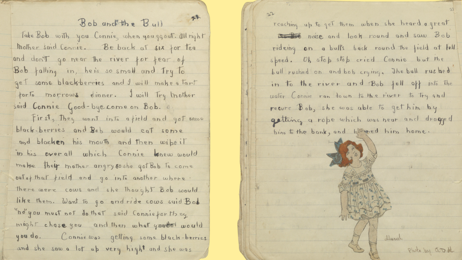 A handwritten story in a magazine. See below for transcript.