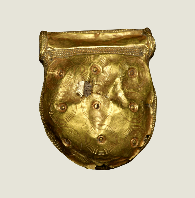 Bronze Age gold ‘bulla’, Inch County Down - worn like a locket.