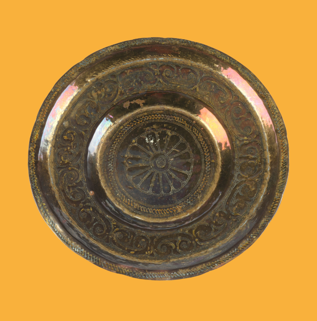 Metal Bida Plate on yellow background