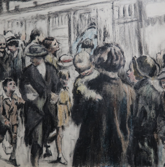 Painting by artist William Conor of World War Two evacuees 