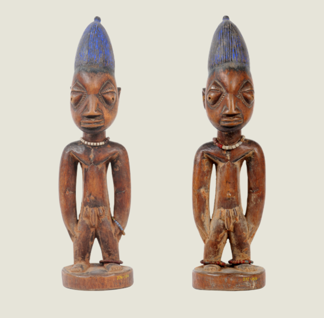 Two nigerian twin wooden figures