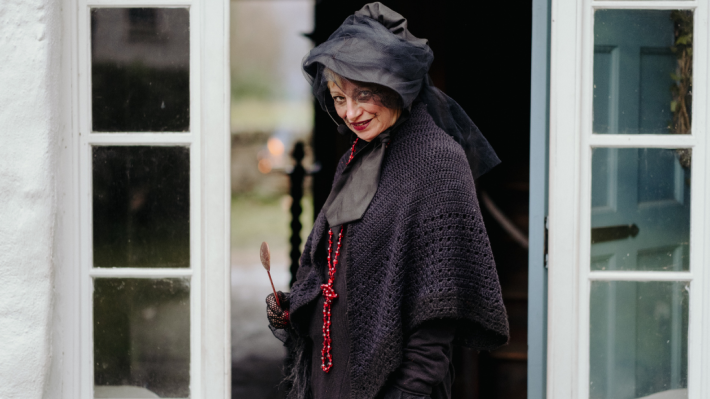 A lady dressed in costume for Halloween