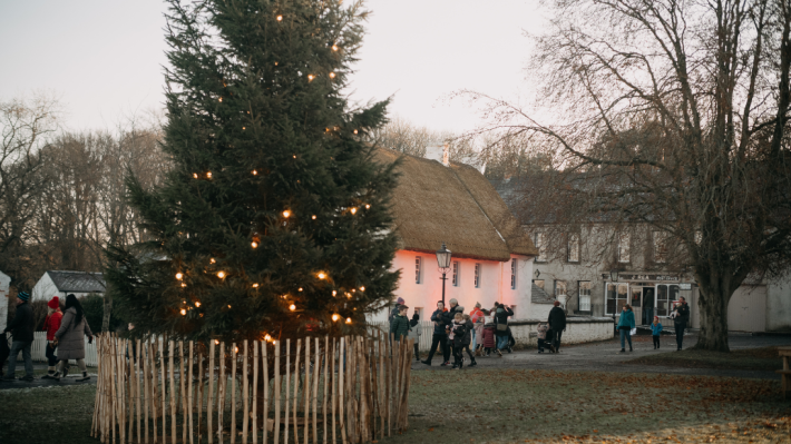 Christmas tree in the diamond square at the ulster folk museum