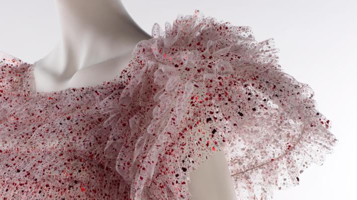 A pink dress part of Ashes to Fashion Exhibition 