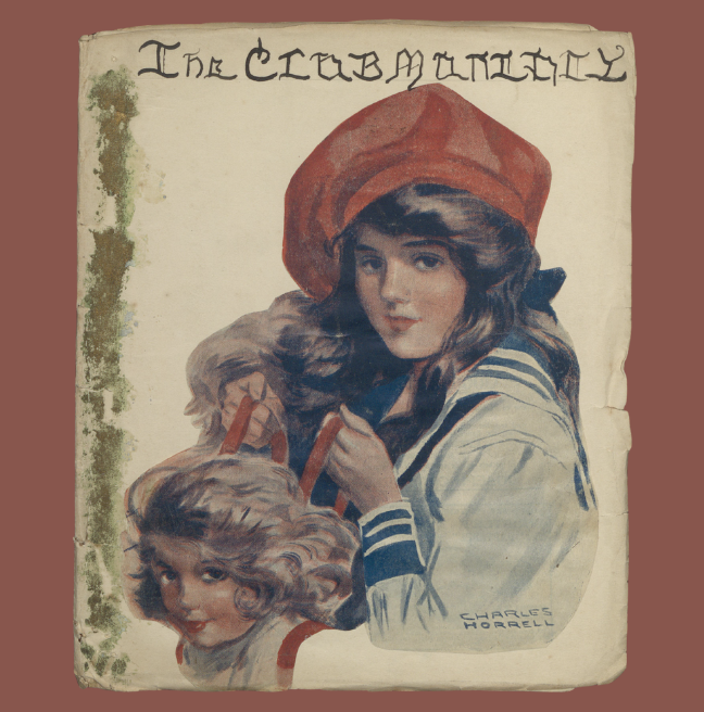 The front cover of a homemade magazine decorated with an image of a girl tying a bow in another girl's hair.