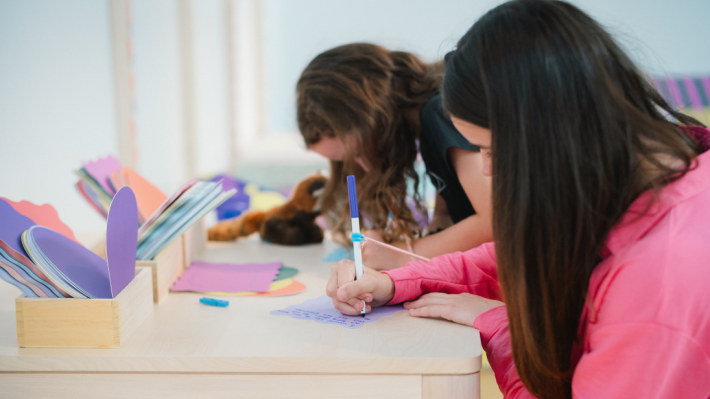 Creating Colour in Art, 2 girls colouring in. 