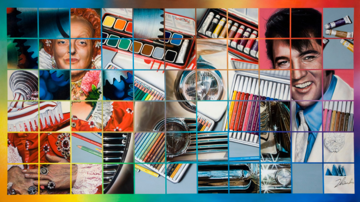 Peter Phillips (1939-2025) British Mosaikbild 6 x 1, 1975 Acrylic on canvas BELUM.U2414 Purchased 1976 © The Estate of Peter Phillips