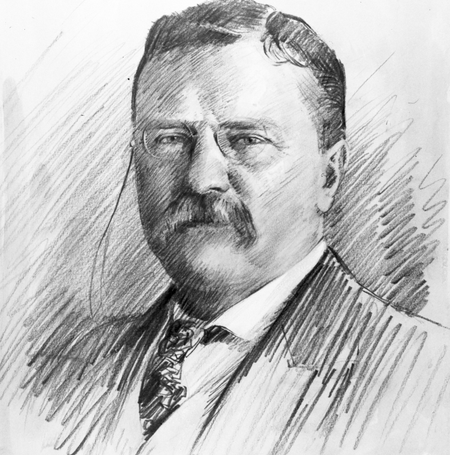 Presidents Display Roosevelt - black and white drawn image