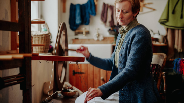 Joanne, the Weaver, at work