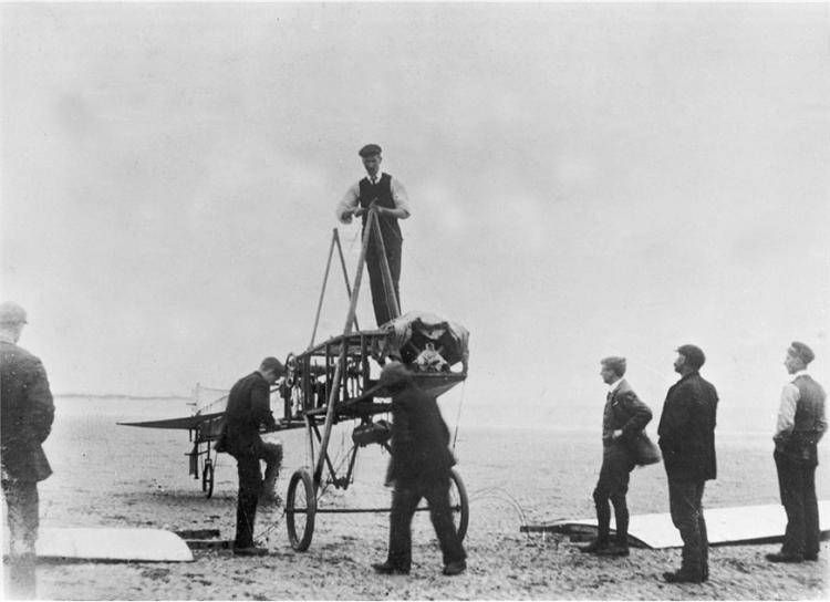 Harry supervising the assembling of his aircraft