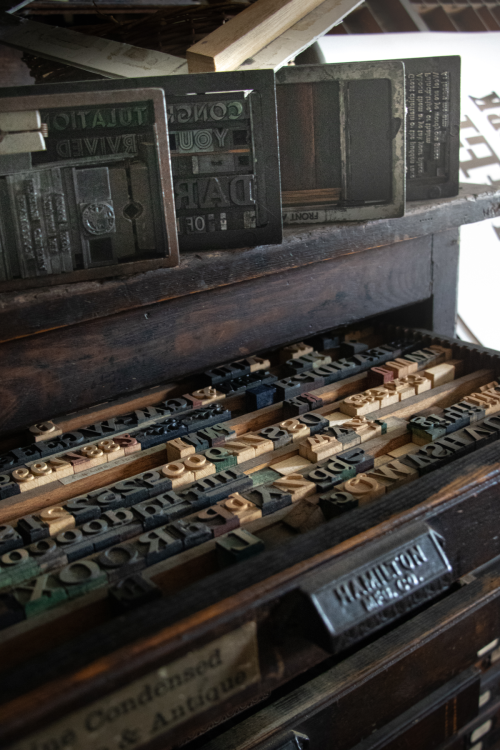 Type displayed in open case drawer