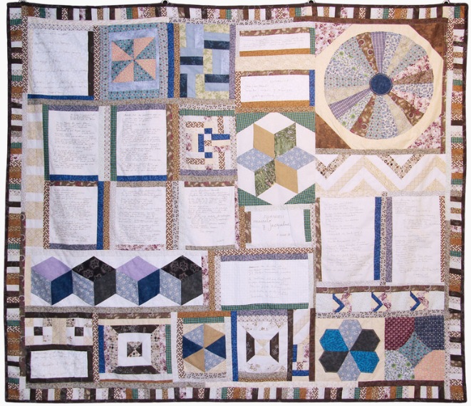 Hilvanando la búsqueda / Stitching the search, (2014) quilt by Nicole Drouilly, Chile 