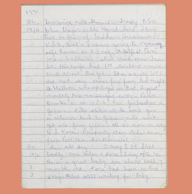 Scan of a diary entry by Lily Wright