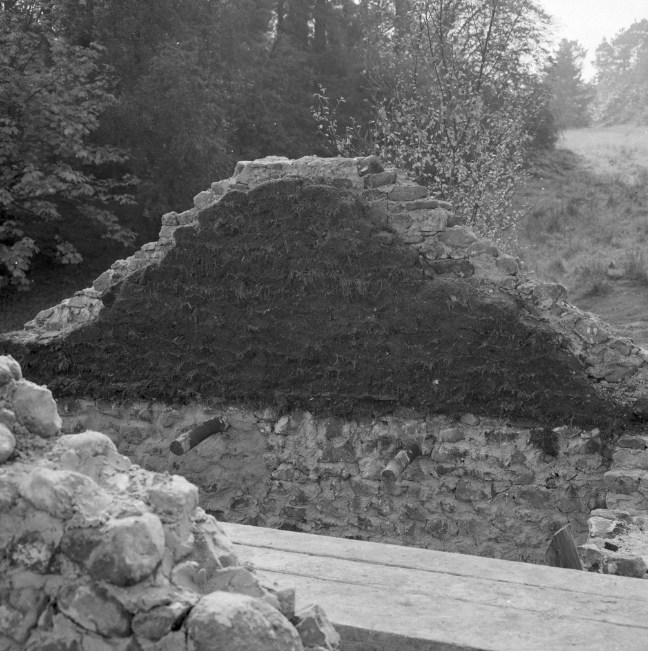 An image of the inside of a house roof, filled with sod