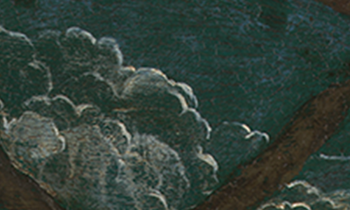 Silvery clouds, detail from The Nativity by Baldassare Peruzzi