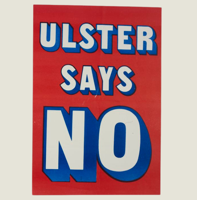 Red white and blue 'Ulster Says NO' poster