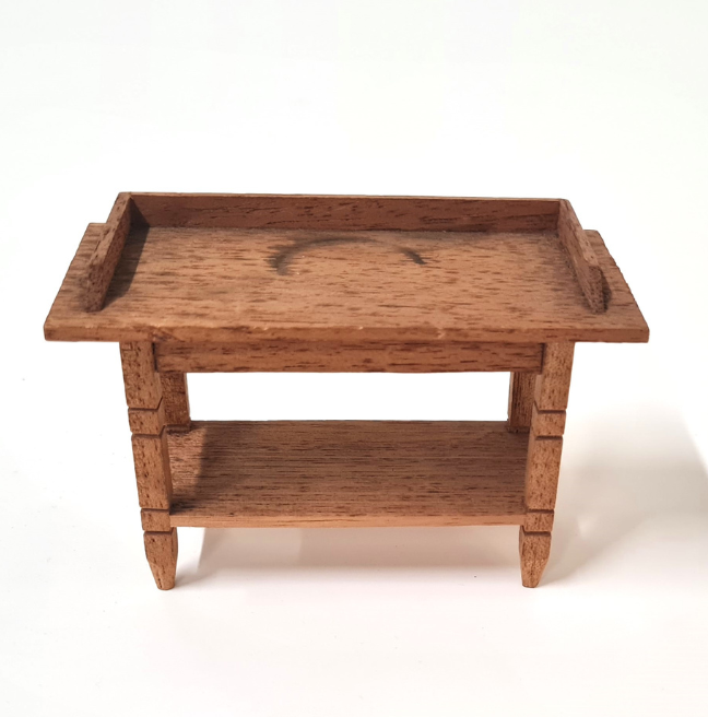 A wooden table for a basin, for a dolls' house.