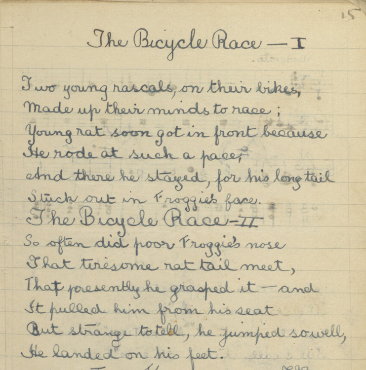 A poem called 'The Bicycle Race'.