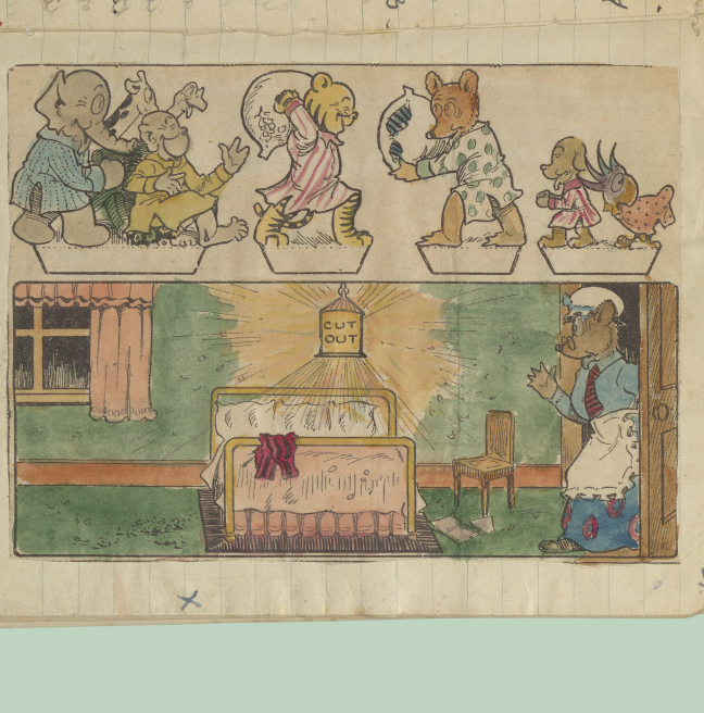 A page of a homemade magazine with a fun cut-out activity. 