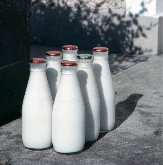 Milk bottles on doorstep, Akihiko Okamura