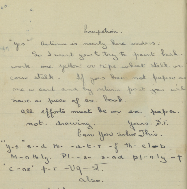 A competition page in which readers are tasked with painting a corn or wheat stalk.