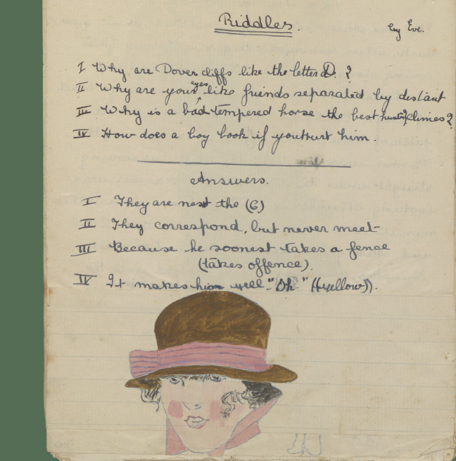 A riddle page in a homemade magazine.