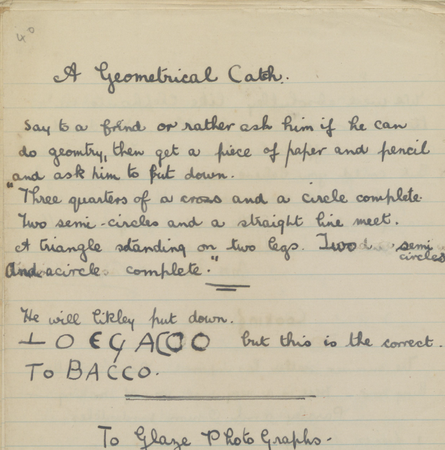 A riddle in a handmade magazine.