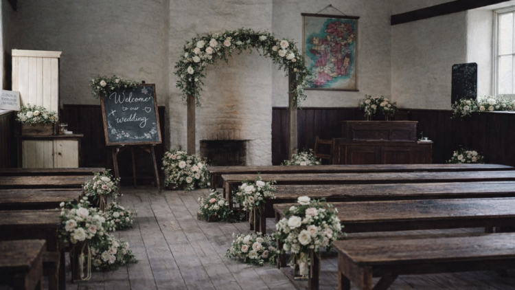 National School with wedding decoration