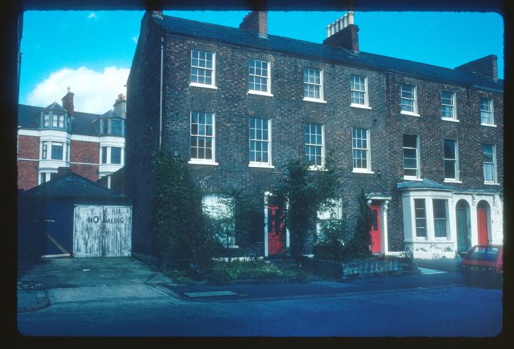 A colour image of a row of buildings in south Belfast.