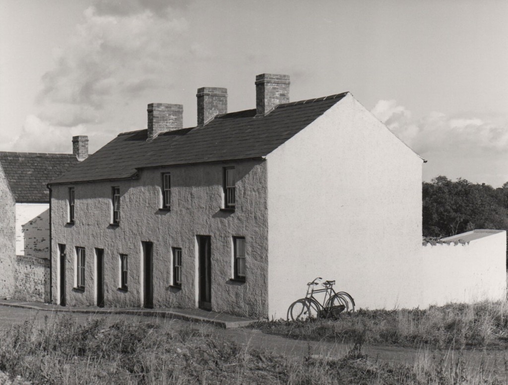 Meeting street houses re-erected at Cultra, black and white photograph