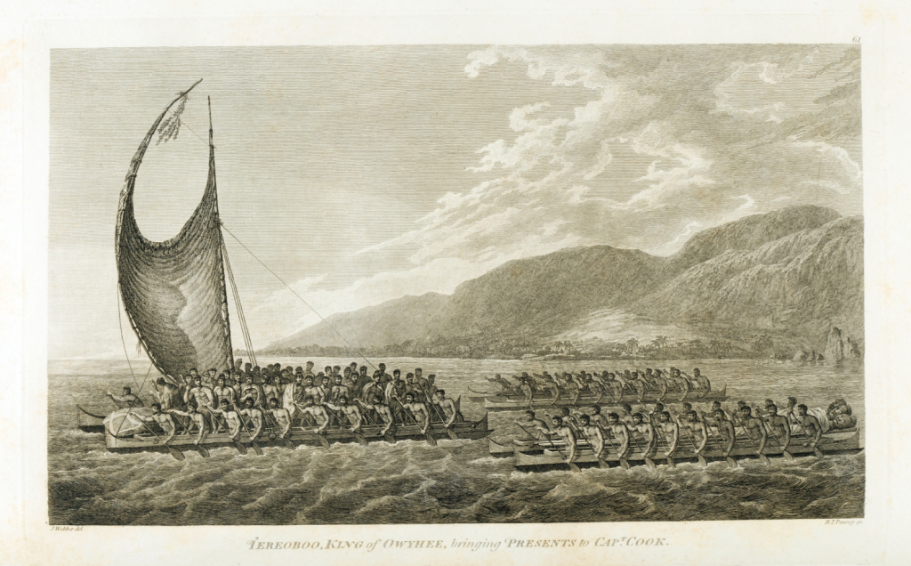 'Tereoboo, King of Owyhee, bringing presents to Captain Cook'
