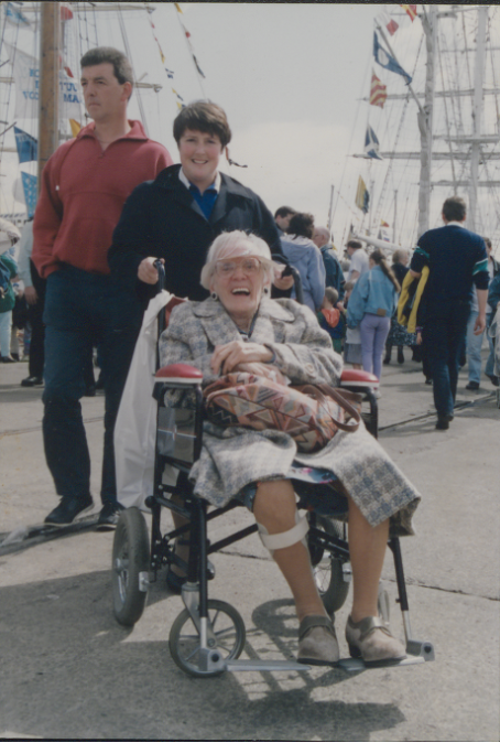 Lily Wright in a wheelchair, old photograph