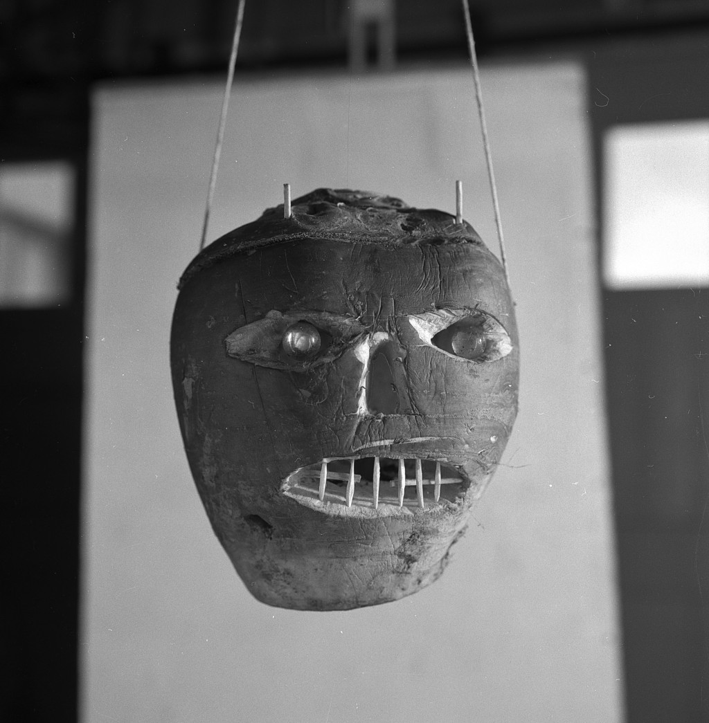 Black and white image of a carved turnip