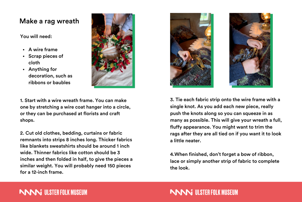 A how-to on making a rag wreath. The link above is a downloadable readable PDF version of this information