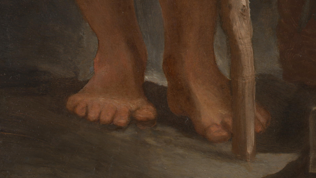 Close up of a painting depicting St Joseph's feet