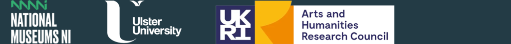 National Museums NI Logo, University of Ulster Logo, Arts and Humanities Research Council Logo