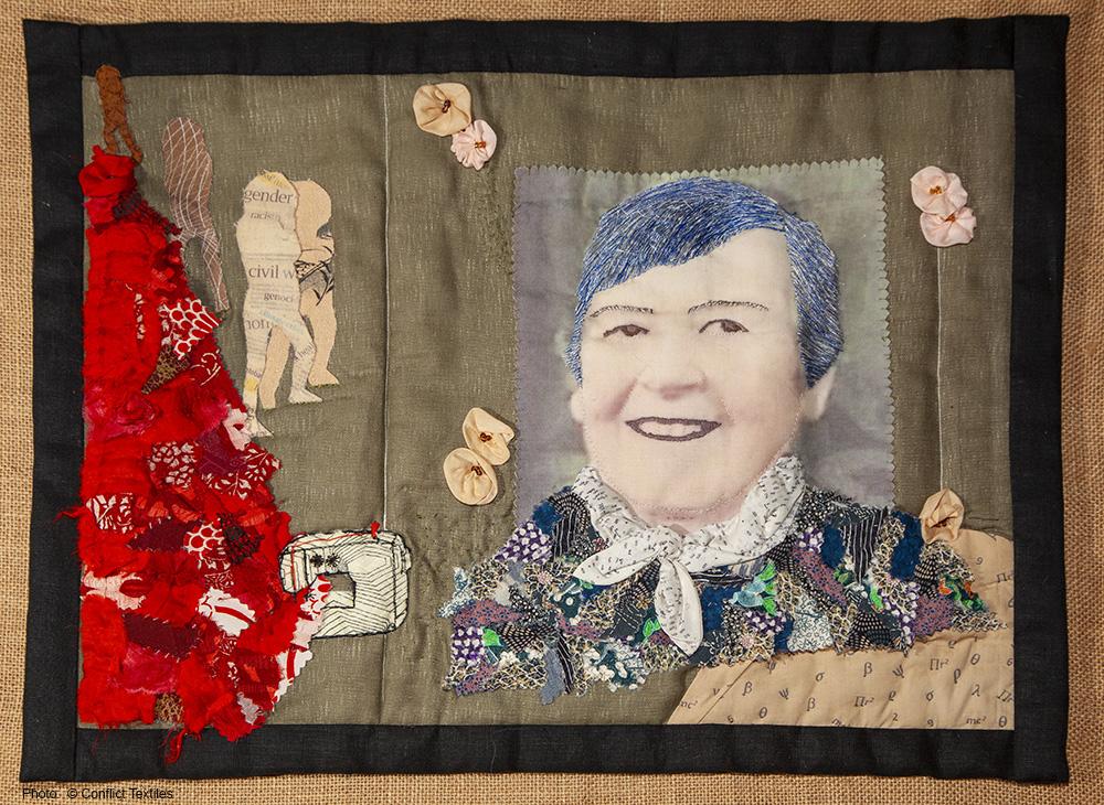 Portrait of Irene MacWilliam by Helen Perry, quilt